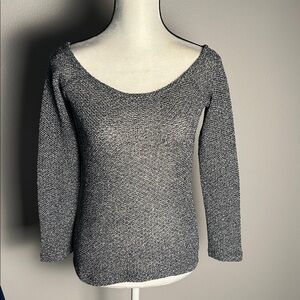 Reiss Gael Off-Shoulder Jersey Silver Melange Top sz S